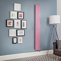 Milano x ECOSO Aruba Electric Camellia Pink Vertical Designer Radiator 1600mm x 236mm with WiFi Thermostatic Heating Element