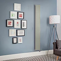 Milano x ECOSO Aruba Electric Sage Leaf Green Vertical Designer Radiator 1600mm x 236mm with WiFi Thermostatic Heating Element and Cable Cover