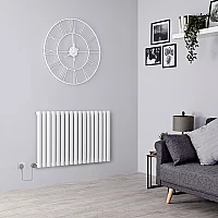 Milano Aruba Electric White Horizontal Designer Radiator 635mm x 1000mm with PlugIn Bluetooth Thermostat