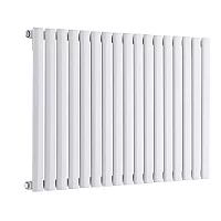 Milano Aruba Electric White Horizontal Designer Radiator 635mm x 1000mm with OnWall Black Backlit WiFi Thermostat and Cable Cover