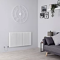 Milano Aruba Electric White Horizontal Designer Radiator 635mm x 1180mm with PlugIn Bluetooth Thermostat