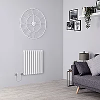Milano Aruba Electric White Horizontal Designer Radiator 635mm x 590mm with PlugIn Bluetooth Thermostat