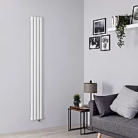 Milano Aruba Electric White Vertical Designer Radiator 1780mm x 236mm with Cable Cover and No Thermostat