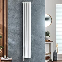 Milano x ECOSO Aruba Electric White Vertical Designer Radiator 1600mm x 236mm Double Panel with Cable Cover and No Thermostat