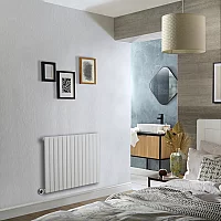 Milano x ECOSO Capri Electric White Horizontal Designer Radiator 635mm x 826mm Single Panel with PlugIn Chrome WiFi Thermostatic Heating Element