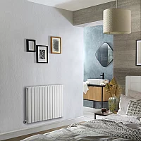Milano x ECOSO Capri Electric White Horizontal Designer Radiator 635mm x 826mm Double Panel with PlugIn Chrome WiFi Thermostatic Heating Element