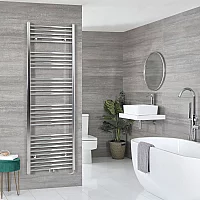 Milano x ECOSO Neva Electric 1785mm x 500mm Chrome Heated Towel Rail With Element and Cable Cover