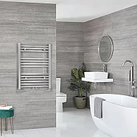 Milano x ECOSO Neva Electric 803mm x 600mm Chrome Heated Towel Rail With Element and Cable Cover