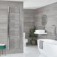 Milano x ECOSO Neva Electric 1785mm x 600mm Chrome Heated Towel Rail with WiFi Thermostatic Element and Cable Cover
