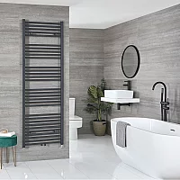 Milano x ECOSO Neva Electric 1785mm x 500mm Anthracite Heated Towel Rail With Element and Cable Cover