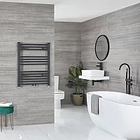 Milano x ECOSO Neva Electric 803mm x 600mm Anthracite Heated Towel Rail with Thermostatic WiFi Heating Element