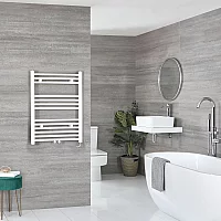 Milano x ECOSO Neva Electric 803mm x 600mm White Heated Towel Rail with Thermostatic WiFi Heating Element