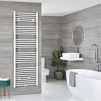 Milano x ECOSO Neva Electric 1785mm x 600mm White Heated Towel Rail with WiFi Thermostatic Element