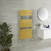 Milano Lustro Designer Metallic Gold Flat Panel Heated Towel Rail 1200mm x 450mm