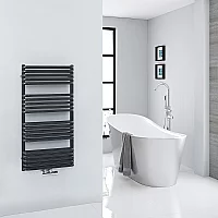 Milano Bow Black D Bar Central Connection Heated Towel Rail 1000mm x 500mm