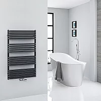 Milano Bow Black D Bar Central Connection Heated Towel Rail 1000mm x 600mm