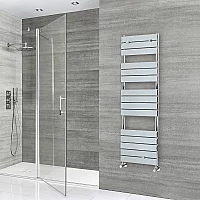 Milano Lustro Designer Chrome Flat Panel Heated Towel Rail 1512mm x 450mm