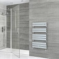 Milano Lustro Designer Chrome Flat Panel Heated Towel Rail 1000mm x 600mm