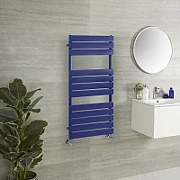 Milano Lustro Designer Deep Sea Blue Flat Panel Heated Towel Rail 1200mm x 450mm