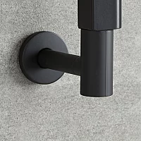 Milano x ECOSO Lustro Electric Designer Black Flat Panel Heated Towel Rail 1200mm x 450mm with Element and Cable Cover