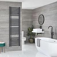 Milano Artle Electric 1800mm x 500mm Anthracite Curved Heated Towel Rail With Element and Cable Cover