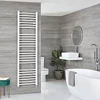 Milano x ECOSO Ive Electric 1800mm x 500mm White Curved Heated Towel Rail with WiFi Thermostatic Element