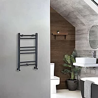 Milano Artle Straight Anthracite Heated Towel Rail 600mm x 400mm