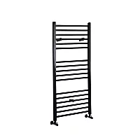 Milano Nero Straight Matt Black Heated Towel Rail 1200mm x 400mm