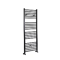 Milano Nero Straight Matt Black Heated Towel Rail 1600mm x 400mm