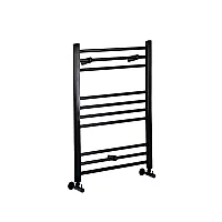 Milano Nero Straight Matt Black Heated Towel Rail 800mm x 500mm