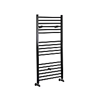 Milano Nero Straight Matt Black Heated Towel Rail 1200mm x 500mm