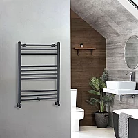 Milano Artle Straight Anthracite Heated Towel Rail 800mm x 600mm