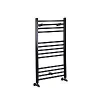 Milano Nero Straight Matt Black Heated Towel Rail 1000mm x 600mm