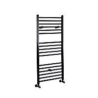 Milano Nero Straight Matt Black Heated Towel Rail 1200mm x 600mm