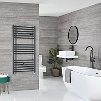 Milano x ECOSO Artle Electric 1200mm x 600mm Anthracite Straight Heated Towel Rail with Thermostatic WiFi Heating Element