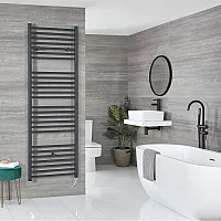 Milano x ECOSO Artle Electric 1800mm x 600mm Anthracite Straight Heated Towel Rail with WiFi Thermostatic Element