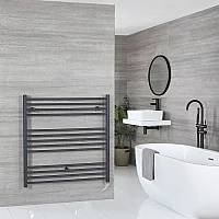 Milano x ECOSO Artle Electric 1000mm x 1000mm Anthracite Straight Heated Towel Rail with Thermostatic WiFi Heating Element