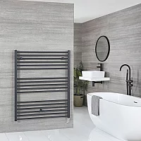 Milano x ECOSO Artle Electric 1200mm x 1000mm Anthracite Straight Heated Towel Rail with WiFi Thermostatic Element