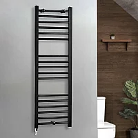 Milano x ECOSO Nero Electric 1200mm x 400mm Straight Black Heated Towel Rail With Simple Element