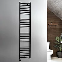 Milano x ECOSO Nero Electric 1800mm x 400mm Straight Black Heated Towel Rail With WiFi Thermostatic Element