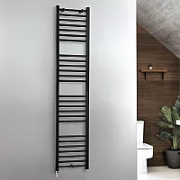 Milano x ECOSO Nero Electric 1800mm x 400mm Straight Black Heated Towel Rail With Simple Element