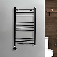 Milano x ECOSO Nero Electric 800mm x 500mm Straight Black Heated Towel Rail With WiFi Thermostatic Element