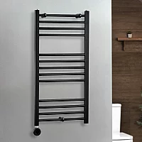 Milano x ECOSO Nero Electric 1000mm x 500mm Straight Black Heated Towel Rail With WiFi Thermostatic Element