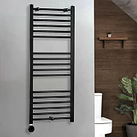 Milano x ECOSO Nero Electric 1200mm x 500mm Straight Black Heated Towel Rail With WiFi Thermostatic Element