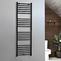 Milano x ECOSO Nero Electric 1600mm x 500mm Straight Black Heated Towel Rail With Simple Element