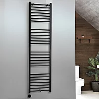 Milano x ECOSO Nero Electric 1800mm x 500mm Straight Black Heated Towel Rail With WiFi Thermostatic Element