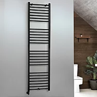 Milano x ECOSO Nero Electric 1800mm x 500mm Straight Black Heated Towel Rail With Simple Element and Cable Cover
