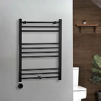 Milano x ECOSO Nero Electric 800mm x 600mm Straight Black Heated Towel Rail With WiFi Thermostatic Element