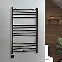 Milano x ECOSO Nero Electric 1000mm x 600mm Straight Black Heated Towel Rail With WiFi Thermostatic Element