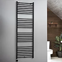 Milano x ECOSO Nero Electric 1800mm x 600mm Straight Black Heated Towel Rail With WiFi Thermostatic Element